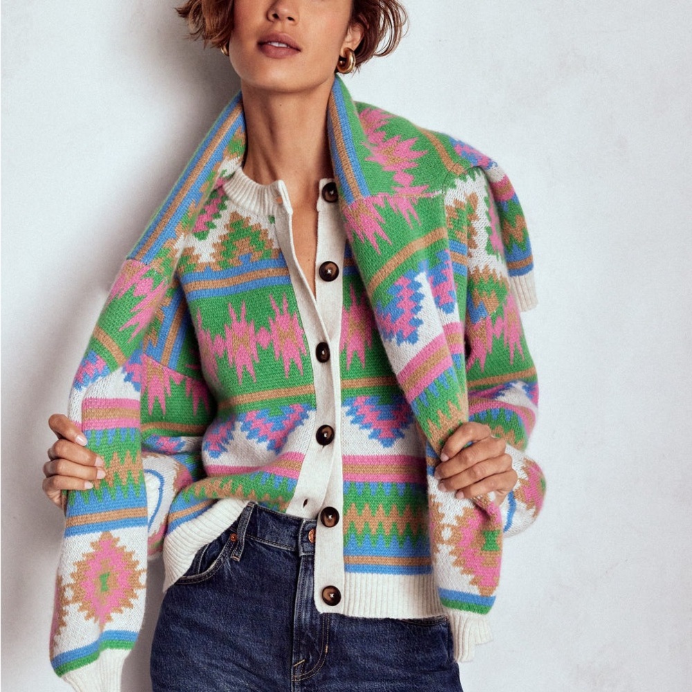 BODEN Abi Jacquard Cardigan (Aztec multi) SOLD OUT - Picture 6 of 9